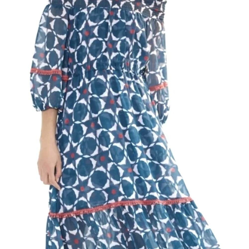 Anthropologie Sachin Babi Mosaic Off-the-shoulder Midi Dress In Blue, Size 10 - Picture 2 of 10